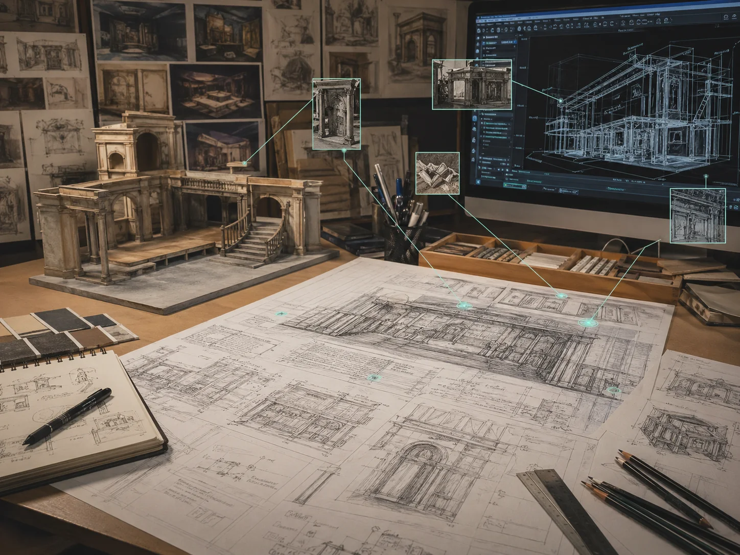 미술장치와 배경장치 도면 작업대